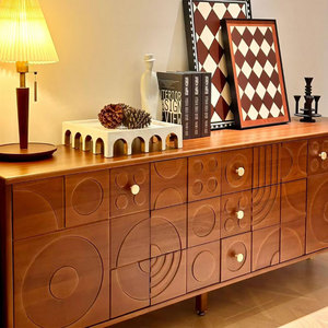 ארון צד קיר אלגנטי בסגנון אמצע המאה, עץ בוק מלא, 5+ מגירות, עיצוב תעשייתי, מתאים לבית, בר, מלון, סלון - Product Image 5