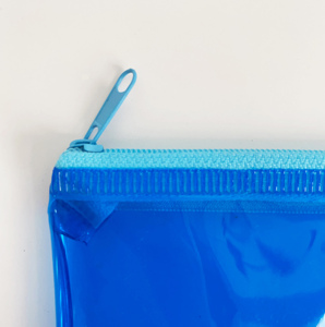 Custom Logo Clear PVC Zipper Pouch Translucent Plastic Stationery Ziplock <b>Bag</b> Cosmetics <b>Packing</b> Blue Zipper <b>Bag</b> for Shopping - Product Image 6