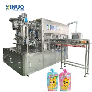 Automatische Pasta Vloeibare Drank Vruchtensap Melksaus Waterstof Water Babyvoeding Doypack Uitloop Zakje Vulling Capping Machine