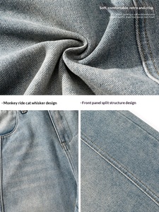 Jeans Anchos para Hombre, Lavado Desgastado, Diseño con Paneles, Corte Holgado Curvo, Denim Retro Resistente, Moda Otoño-Invierno 2026 - Product Image 3