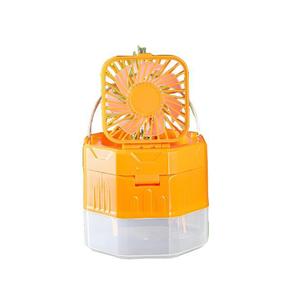 Ventilateur de camping extérieur avec lumière LED 11x11x10cm, batterie intégrée, pliable, lampe de tente portable, charge USB - Product Image 1