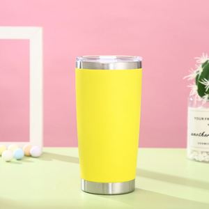 Gobelet isotherme de 20 oz avec couvercle et paille, en acier inoxydable à double paroi sous vide, revêtement poudré, logo personnalisé - Product Image 3