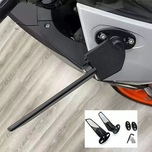 Rétroviseur latéral aérodynamique pour moto sportive, rétroviseur arrière élégant noir avec ailettes, pièce de modification universelle pour moto - Product Image 2