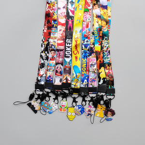 Correa <span class=keywords><strong>de</strong></span> cuello para teléfono móvil <span class=keywords><strong>de</strong></span> poliéster ecológico con diseño <span class=keywords><strong>de</strong></span> dibujos animados, colorida, con colgante y tarjetero, tejido plano ancho con transferencia térmica - Product Image 2