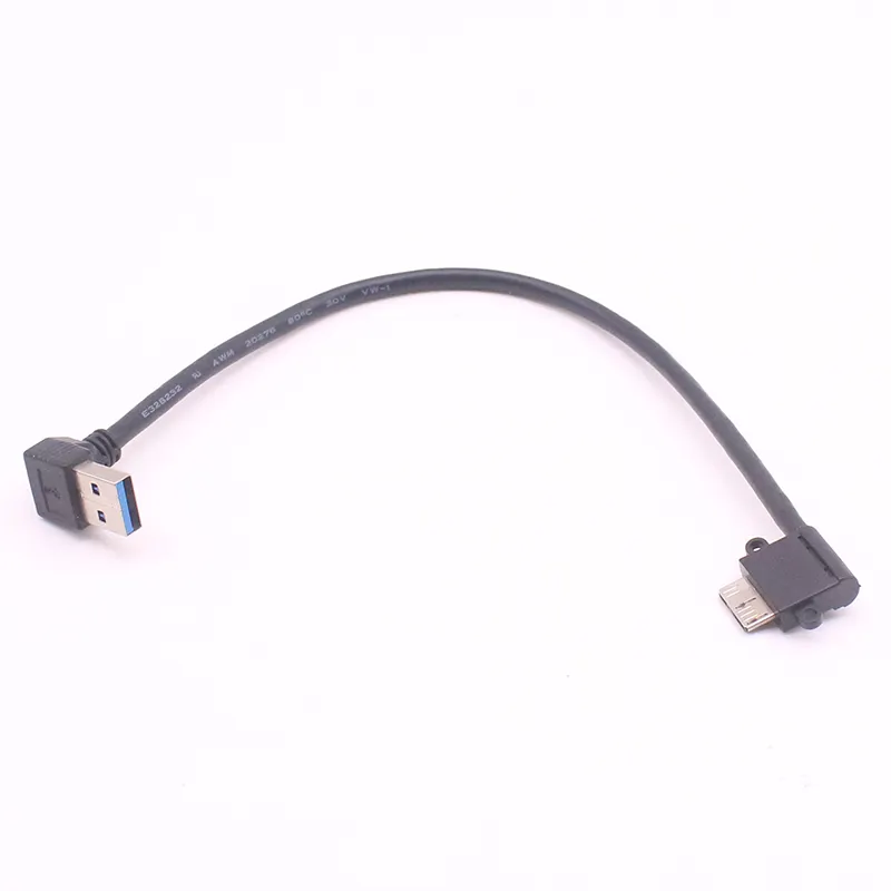 25cm USB3.0 कोहनी एडाप्टर केबल काले सही बाईं ऊपर नीचे कोण वाम angled कनेक्टर यूएसबी 3.0 प्रकार एक पुरुष करने के लिए माइक्रो बी पुरुष
