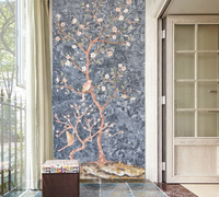 2024 gros Moden arbre et oiseaux motif Art photos décoration murale idées verre mosaïque murale motif carreaux