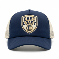 Casquette de baseball de haute qualité à 5 panneaux avec logo brodé en relief 3D, en maille, velours, toile unie, personnalisable, pour l'extérieur, style camionneur