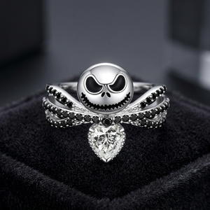 ORIGINAL Silver Plated Heart Cluster <b>Rings</b> Vintage <b>Gothic</b> <b>Mens</b> Jewelry Rhinestone Crystal Accent Party Gift - Product Image 3