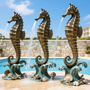 Playa al aire libre decoración pública personalizada grande moderno Animal caballito de mar escultura gigante latón Metal Animal arte bronce caballito de mar fuente - Product Image 1