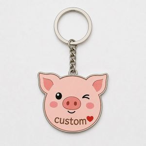 Porte-clés personnalisés en forme d'animaux de ferme (porc), design mignon de dessin animé, souvenir pour étudiants et excursions scolaires - Product Image 3