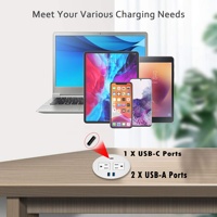 Multiprise encastrable en plastique Toma, prise de bureau, 2 prises CA, 3 ports de charge USB, cordon d'extension de 2 m