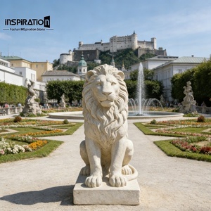 Sculpture de lion gardien <span class=keywords><strong>en</strong></span> pierre moulée pour l'entrée d'hôtel, décoration d'architecture classique, statue de lion <span class=keywords><strong>en</strong></span> grès artificiel - Product Image 1