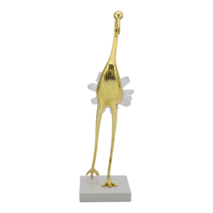 Scultura di Uccello in Piedi con Base in Marmo, Finitura Dorata, Decorazione da Tavolo per Casa, Ufficio, Soggiorno, Bagno, Bancone - Product Image 3