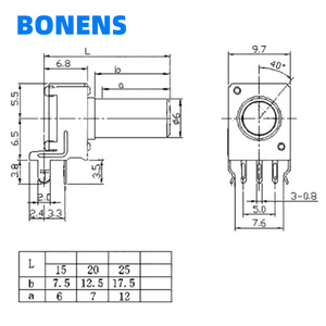 BONENS RV09 potenciómetro de volumen B5K10K50K100K tocadiscos de uso común 0901/0902 09 potenciómetro - Product Image 6