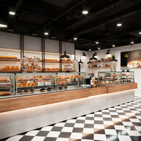 Vitrine de design d'intérieur pour magasin de détail dans le centre commercial-Vitrine en verre de boulangerie-Présentoir en bois