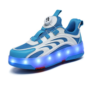 Childrens Roller Skates Breathable Led Light Up Shoes Outdoor Sports For Boys Girls Size 28 41 Mesh Plastic Wheels - Product Image 5