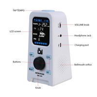 Métronome électronique DK avec haut-parleur Bluetooth, écran LCD rechargeable, métronome vocal pour mini piano, guitare, batterie