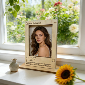 กรอบรูปไม้รูปทรงสี่เหลี่ยมผืนผ้าแบบกำหนดเอง เป็นมิตรกับสิ่งแวดล้อม สำหรับตกแต่งธีมอินสตาแกรม พร้อมคำอธิบายส่วนตัวและกรอบสลักลายพร้อมหูหิ้ว - Product Image 4