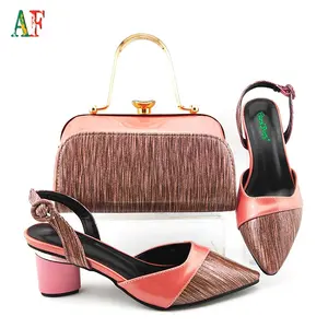 Shoes and Bags Set Nigeria Bridal Low Heel shoe Matching Bag with Beads Dress