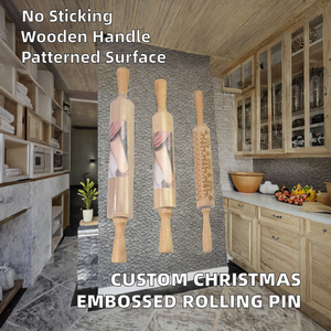 Wooden <b>Rolling</b> <b>Pins</b> Set With Floral Pattern Embossed Design For Baking And Dough Crafting - Product Image 2