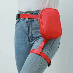 Nueva <span class=keywords><strong>Riñonera</strong></span> de Cuero Personalizada, <span class=keywords><strong>Riñonera</strong></span> de Moda para Deporte al Aire Libre, Bolsa de Pierna Pequeña Negra para Hombres y Mujeres - Product Image 3