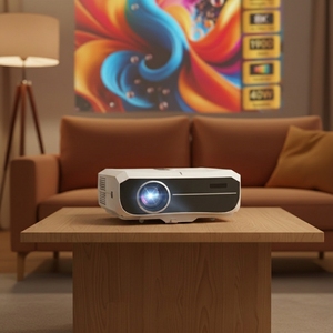 New Model 4K <b>Projector</b> 1900 ANSI Lumens 22000:1 Contrast 40W Stereo Sound TOF Auto Google System Ready - Product Image 1