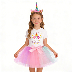 Disfraz de <span class=keywords><strong>Unicornio</strong></span> para Niña, Top de Manga Corta con Diseño de <span class=keywords><strong>Unicornio</strong></span>, Falda de Tul Esponjosa, Traje de <span class=keywords><strong>Unicornio</strong></span> para Cumpleaños - Product Image 6