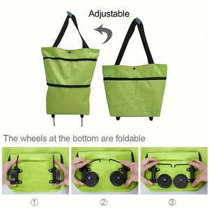 1 pièce Sac de courses pliable et portable, petit chariot de supermarché grand format, dessiné à la main - Product Image 2