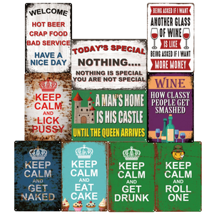 Targa Vintage in Metallo 'KEEP CALM' con Scritte 'GET NAKED' e 'EAT CAKE ROLL ONE', Insegna Retrò in Latta per Decorazione Murale di BAR, CLUB, PUB, CAFFÈ, Poster in Metallo Personalizzabile - Product Image 1