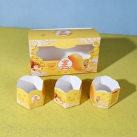 Boîte d'emballage personnalisée en carton blanc pliable pour 3 glaces, avec fenêtre, impression CMYK, certifiée ISO22000 et FSC, biodégradable, pour produits alimentaires