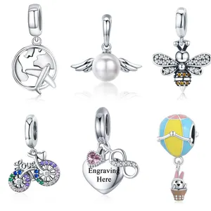 925 Sterling Silber Super Mom Charms Anhänger Ich liebe meine Familie Charm Anhänger Kinder Charms für Armband Herstellung Schmuck