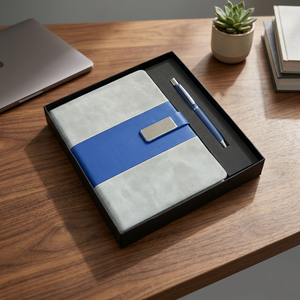 Premium <b>A5</b> PU Hardcover <b>Diary</b> and Metal Pen Set 100 Sheets UV Printing Notebook for Business Office Use Corporate Promotional - Product Image 4