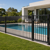 Clôture de piscine en métal noir robuste, barrière de sécurité, surface anti-corrosion, revêtement en poudre, esthétique élégante, norme d'exportation