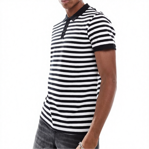 Camiseta Polo de Algodón para Hombre, Nueva Tendencia, Cuello en Contraste, Puños de Manga a Rayas, Moda Urbana Moderna, Tacto Suave, Prenda Esencial Diaria - Product Image 3