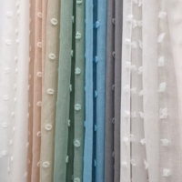 Ravissant rideau en voile transparent à pompons, style bohème, à pois, avec franges, jacquard, prêt à poser, pour chambre d'enfant, en tissu voile transparent.
