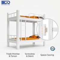 Lit superposé en métal pour adultes avec barrières de sécurité surélevées, vente directe d'usine, cadre en acier double étage, OEM personnalisé