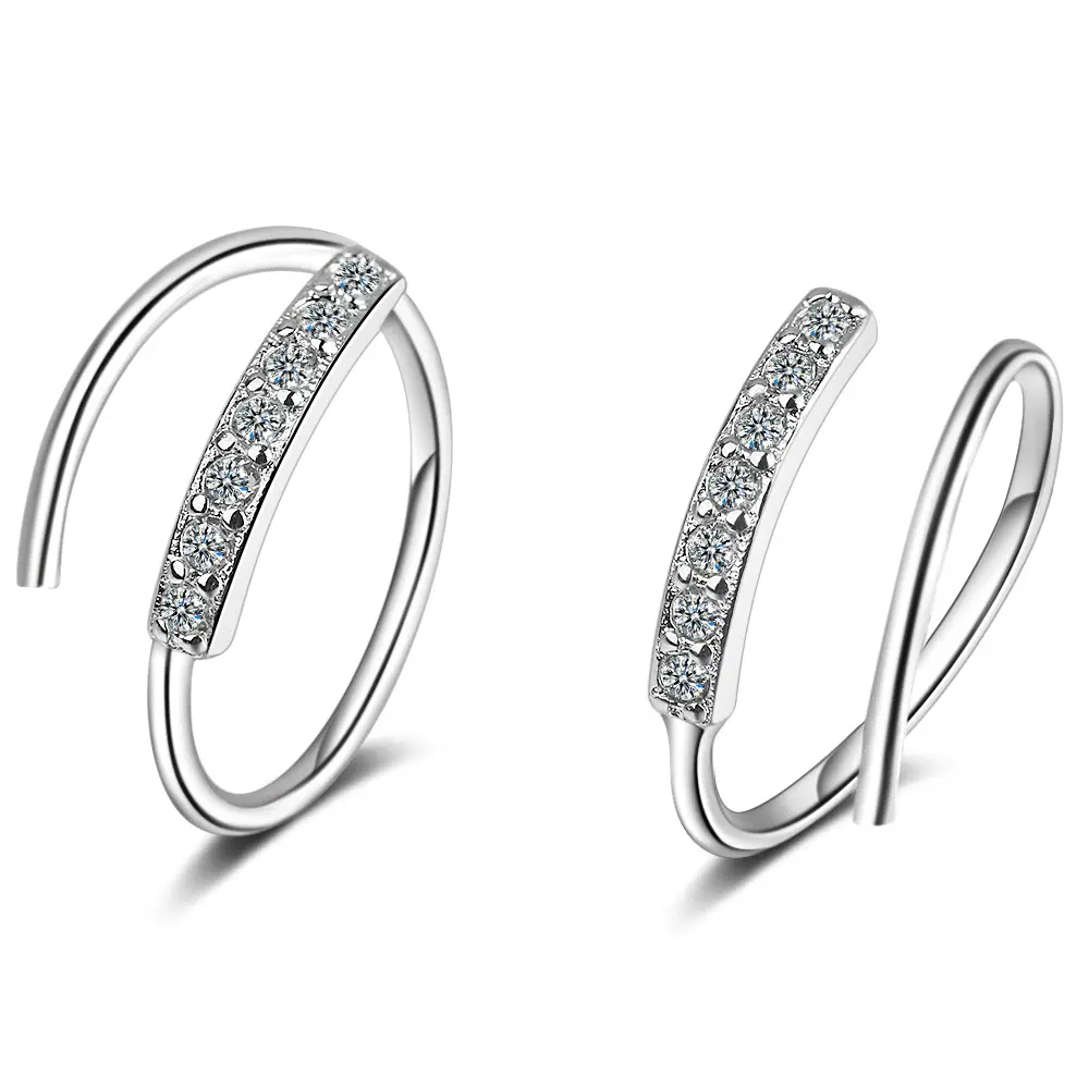 Lớp Thanh Lịch Hình Dạng Mùa Xuân Zircon Stud Bông Tai 925 Sterling Bạc Đồ Trang Sức Mỹ Quà Tặng Cho Phụ Nữ