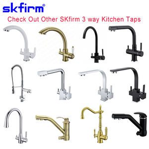 SKfirm Rétro Classique Robinet de Cuisine Monté sur Pont 3 Voies <span class=keywords><strong>Cuivre</strong></span> Brossé Double Poignée Monotrou Céramique Contemporaine - Product Image 6