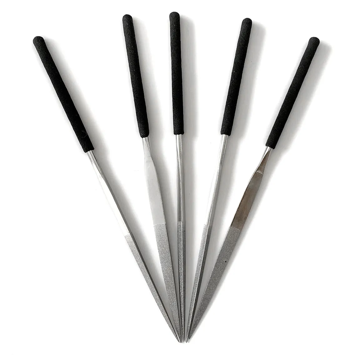 XUNDA hand tool 5pcs/set 140mm diamond coated needle file with black handle for wood