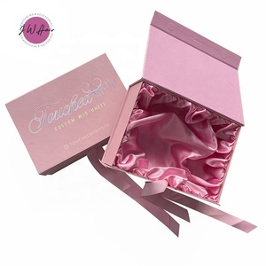 Jolie boîte cadeau à rabat magnétique doublée de satin boîte d'emballage de cheveux de luxe personnalisée avec logo - Product Image 1