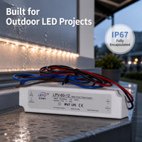 LEYU LPV-60-24 24V 2.5A 60W Su Geçirmez IP67 LED Sürücü Sabit Gerilim Anahtarlamalı Güç Kaynağı 90-264VAC
