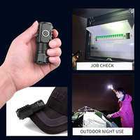 Senter LED Mini kuat 1000LM, lampu gantungan kunci Super terang USB dapat diisi ulang dengan indikator daya