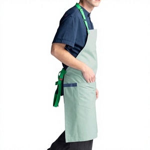 Tablier de chef RioLeaf personnalisé en toile vert sauge avec bretelles contrastantes vert vif, tablier unisexe pour uniformes de personnel de restaurant et de bar - Product Image 2