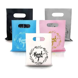 Wholesale Boutique Die Cut Handle Plastic Gift Bag Custom Design Foldable Reusable Merchandise Bag For Clothes