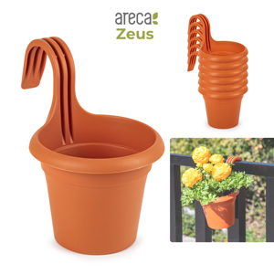 Vaso da balcone Areca Zeus in terracotta e plastica, fioriera pensile per uso esterno - Product Image 1