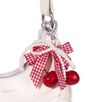 Porte-clés en mousse plastique avec nœud perlé cerise, jolie décoration de sac à main, cadeau pour amis