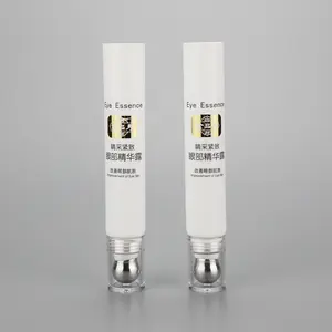 Tubo de essência de olho de plástico cosmético de 15ml, tubo com aplicador de metal