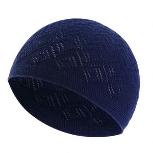 Nuevo Gorro Kufi Musulmán Tejido con Diseño Calado para Unisex, Color Sólido, Elástico, Transpirable, Gorro Quirúrgico, Turbante, Uso en Exteriores - Product Image 6