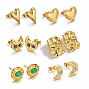 ต่างหูแฟชั่นดีไซน์เก๋สำหรับผู้หญิง งานปาร์ตี้ รูปหัวใจ ผลไม้ ดอกไม้ รูปทรงเรขาคณิต สแตนเลสสตีล 14K - Product Image 2