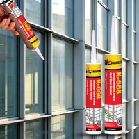 Sellador de Silicona Acética de Secado Rápido K 668, Transparente e Impermeable para Puertas y Ventanas de Vidrio, Gabinetes y Azulejos